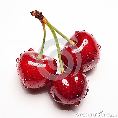 Cherry On White Background: A Stunning Visual Representation Of Environmental Awareness Stock Photo