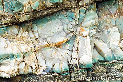 Chert layers closeup at Rainbow Rock, Oregon Stock Photo