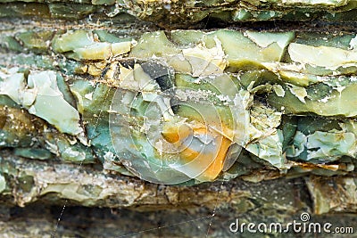 Chert layers closeup at Rainbow Rock, Oregon Stock Photo