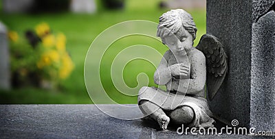 Cherub Angel Statue Wings Carving Religious Hope and Love Stock Photo