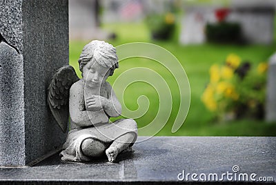 Cherub Angel Statue Wings Carving Religious Hope and Love Stock Photo