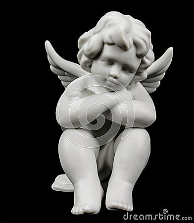 Cherub on black Stock Photo