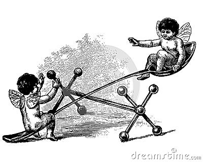 Cherubs on a spoon I Antique Food Illustrations Cartoon Illustration