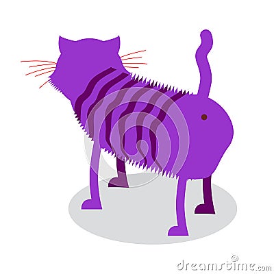 Cheshire Cat. Fantastic pet is backwards. Magic animal from fair Vector Illustration