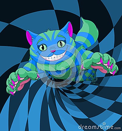 Cheshire Cat Jumping Vector Illustration