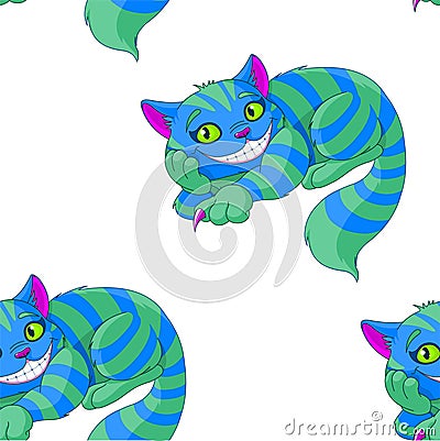 Cheshire Cat Pattern Vector Illustration