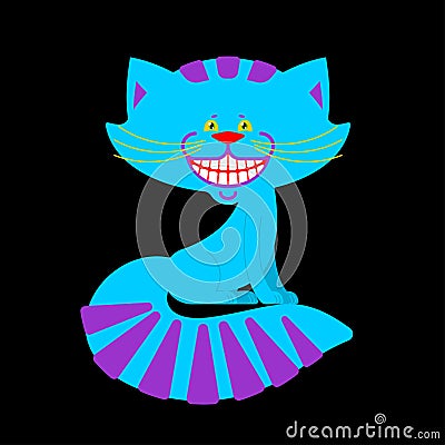 Cheshire cat smile isolated. Fantastic pet alice in wonderland. Vector Illustration