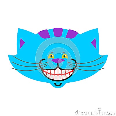 Cheshire cat smile isolated. Fantastic pet alice in wonderland. Vector Illustration