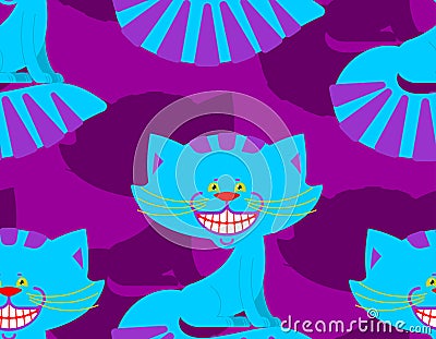 Cheshire cat smile pattern. texture Fantastic pet alice in wonderland. Magic animal background Vector Illustration