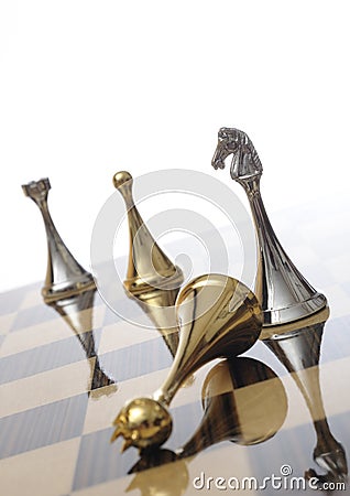 Chess pieces on chessboard Stock Photo