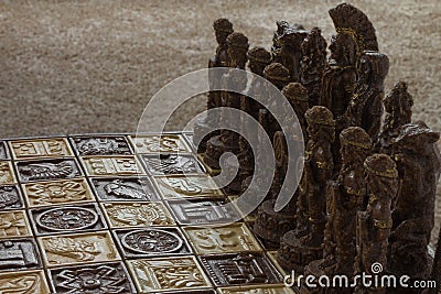 Chess battle against entire army of opponents with empty board a Stock Photo