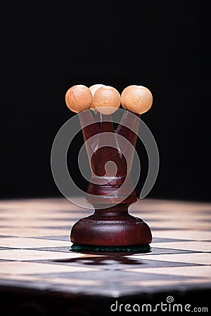 Chess black queen on the board Stock Photo