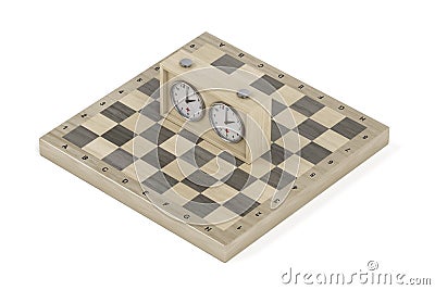 Chess board and chess clock Stock Photo