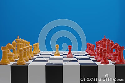 Chess board game, business competitive concept, copy space 3D Stock Photo