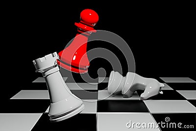 Chess board game, business competitive concept, copy space 3D rendering Cartoon Illustration
