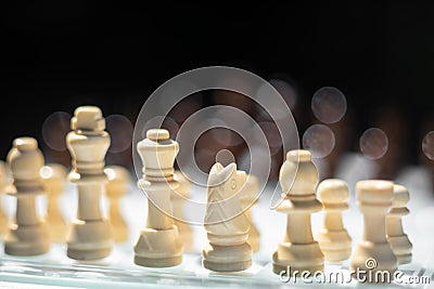 Chess board game, business competitive concept, encounter difficult situation, losing and winning Stock Photo