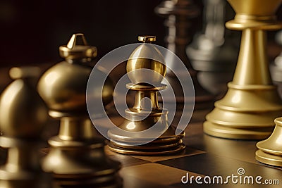 Chess board game to represent the business strategy with competition and challenging concept. Neural network AI Stock Photo