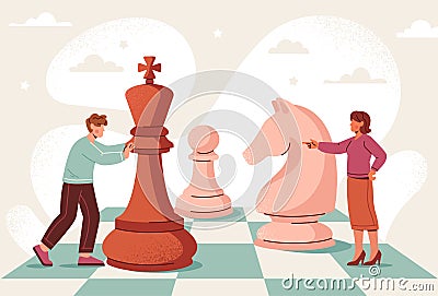 Chess business strategy Vector Illustration