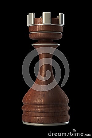 Chess Castle wooden isolated Stock Photo