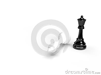 Chess checkmate business strategy concept. King and queen isolated on white with copy space Stock Photo