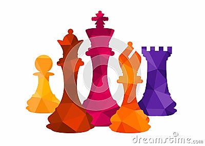 Chess colorful figures pieces tournament game vector illustration Cartoon Illustration