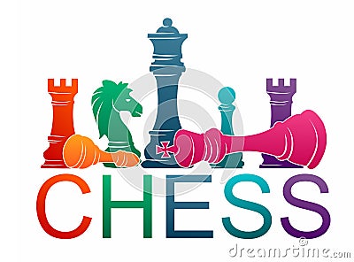 Chess colorful figures pieces tournament game vector illustration sport Cartoon Illustration