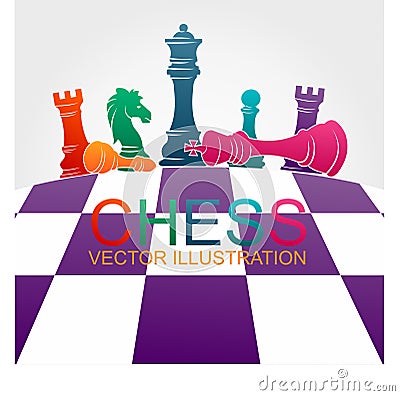 Chess colorful figures pieces tournament game vector illustration sport Cartoon Illustration