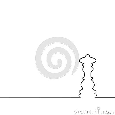 Chess figure of the queen. Continuous line drawing. Beautiful design for black background. Vector illustration Vector Illustration