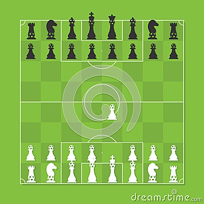 Chess Figure Stylized Soccer Tactic Table Vector Illustration