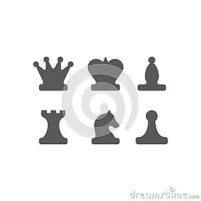 Chess figures king, queen, bishop, knight, rook, pawn Stock Photo