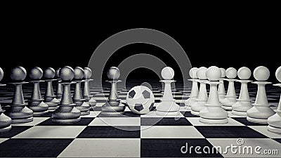 Chess figures play soccer business concept 3d render Cartoon Illustration