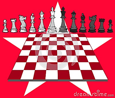 Red Chess Game, Checkmate Cartoon Stock Photo