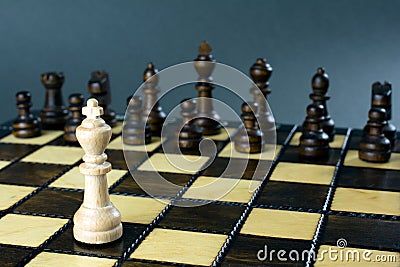 Chess board with placed figures Stock Photo