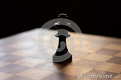 Chess game chessboard black king piece Stock Photo