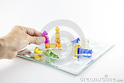 Chess glass is placed on the board Stock Photo