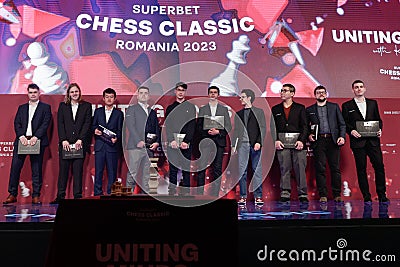 Chess grandmasters at the Grand Chess Tour 2023 - Superbet Chess Classic. Editorial Stock Photo