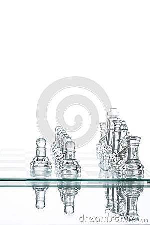 Chess group transparent glass blur silhouette team challenge Stock Photo