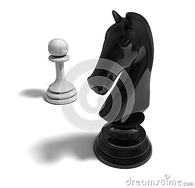 Chess horse and pawn Stock Photo