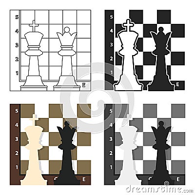 Chess icon in cartoon style isolated on white background. Board games symbol stock vector illustration. Vector Illustration