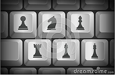 Chess Icons on Computer Keyboard Buttons Stock Photo