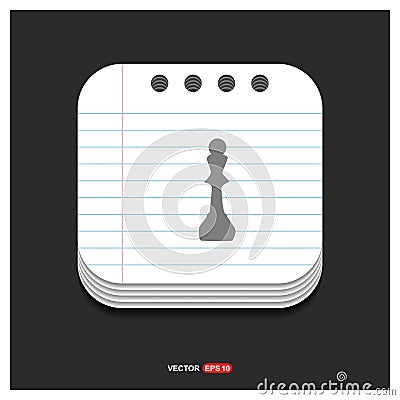 Chess icons Gray icon on Notepad Style template Vector EPS 10 Fr Vector Illustration