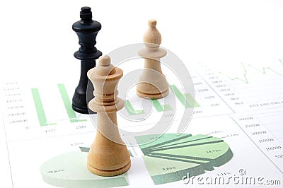 Chess man over business chart Stock Photo