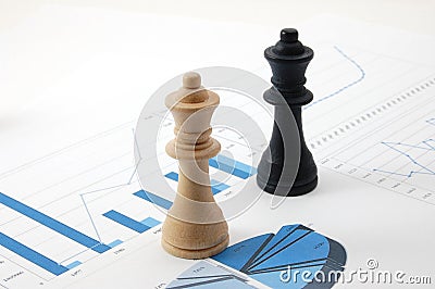 Chess man over business chart Stock Photo