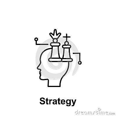 Chess, marketing, brain icon. Element of creative thinkin icon witn name. Thin line icon for website design and development, app Stock Photo