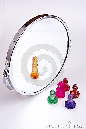 Chess and mirror Stock Photo