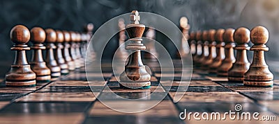 Chess pawn and king banner symbolizing challenge, critical decisions, and strategic moves Stock Photo