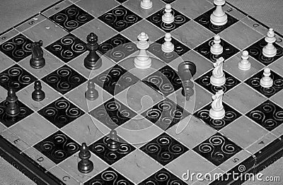 Chess photographed on a chessboard Stock Photo