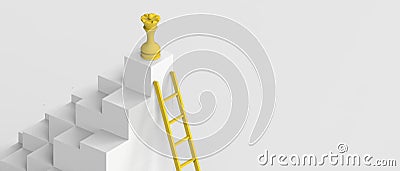 Chess piece concept has a ladder with the goal of new generation of business leaders with different solutions on isolated Stock Photo