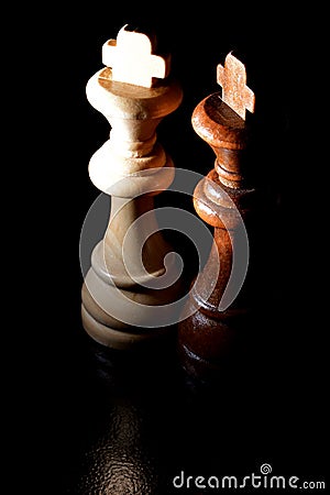 Chess pieces on black background and game Stock Photo