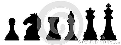 Chess pieces black silhouettes. Game concept image Vector Illustration